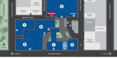 St Vincent hospitaal Melbourne kaart