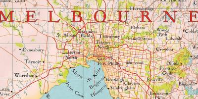 Melbourne wêreld kaart
