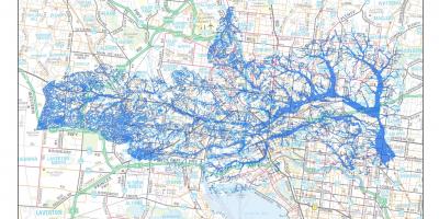 Kaart van Melbourne vloed