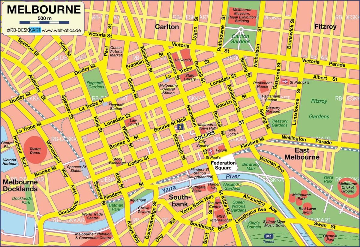 kaart Melbourne city