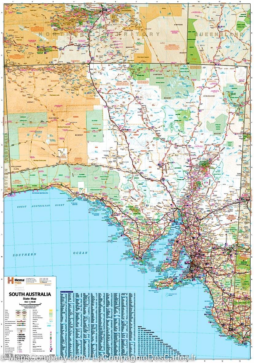 kaart van suid-Australië