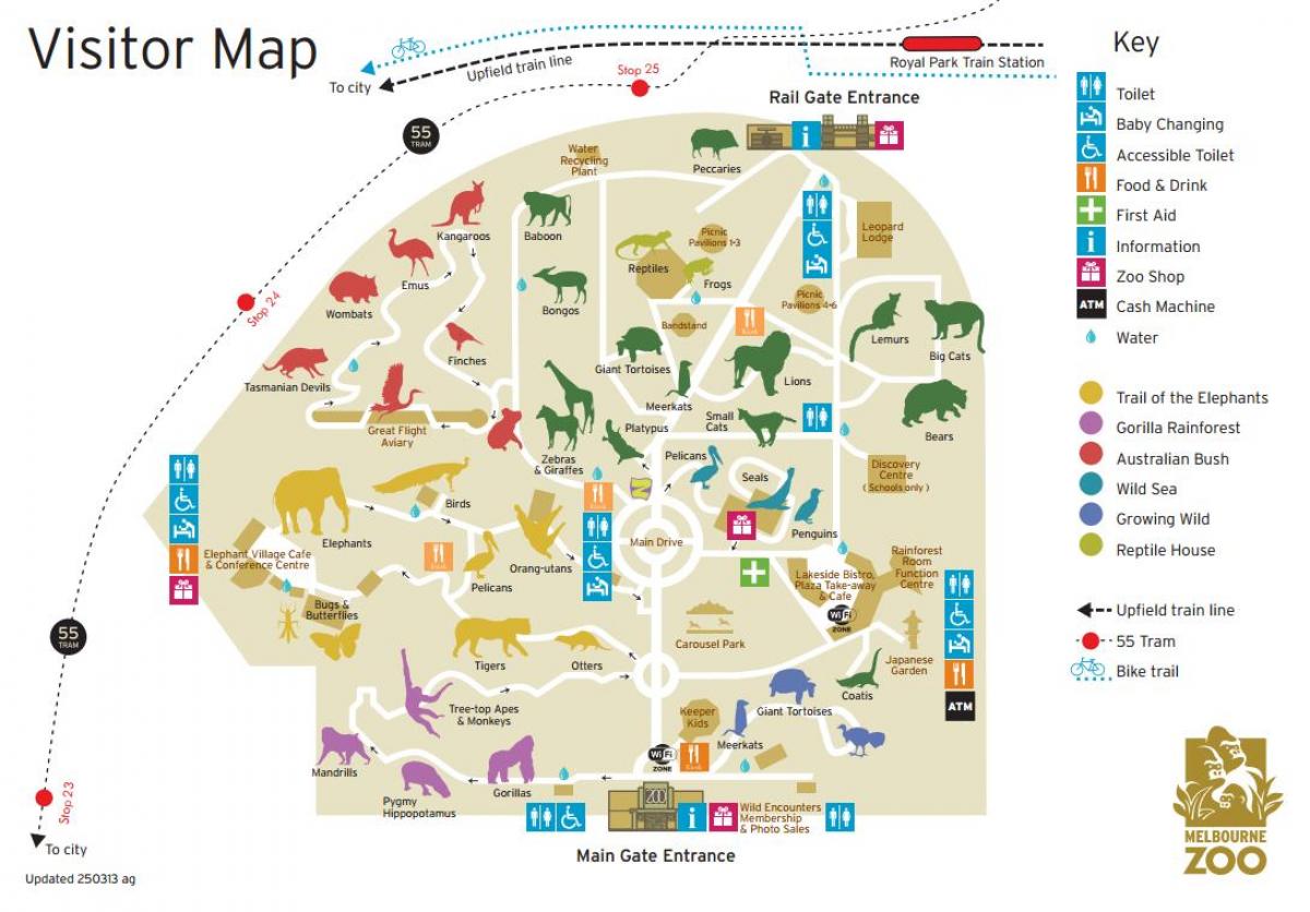 kaart van Melbourne dieretuin