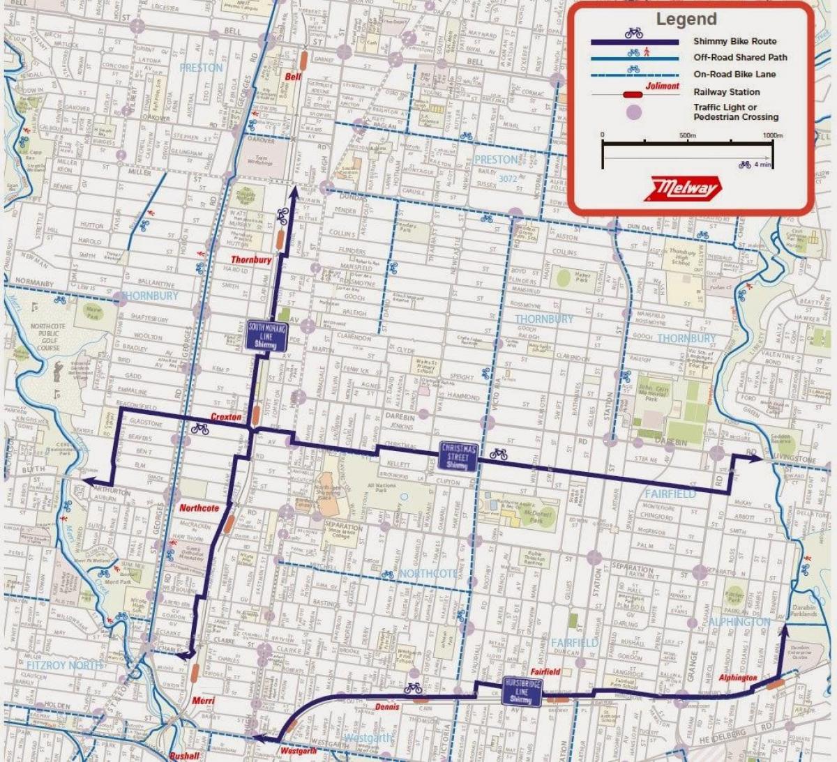kaart van Melbourne fiets deel