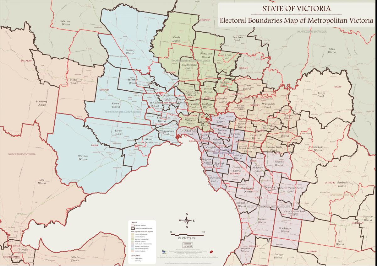 kaart van Melbourne oostelike voorstede