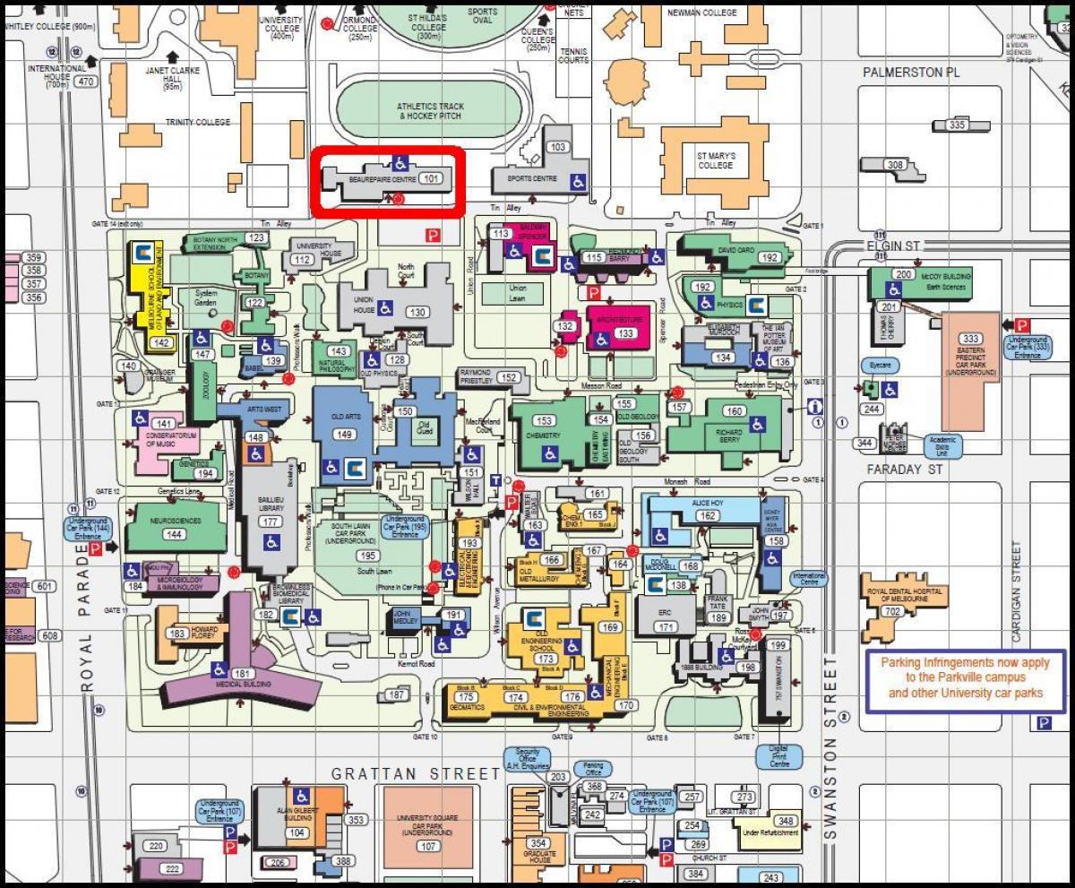 kaart van die Melbourne universiteit