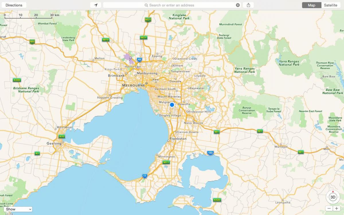kaart van Melbourne en voorstede