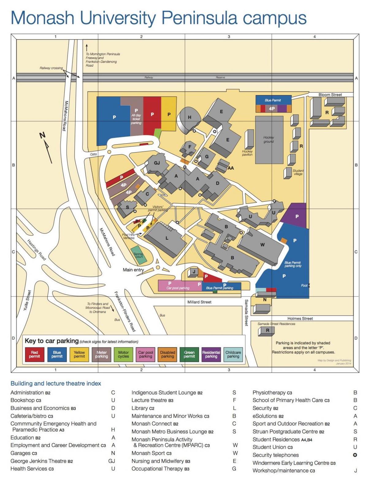 Monash universiteit kampus kaart