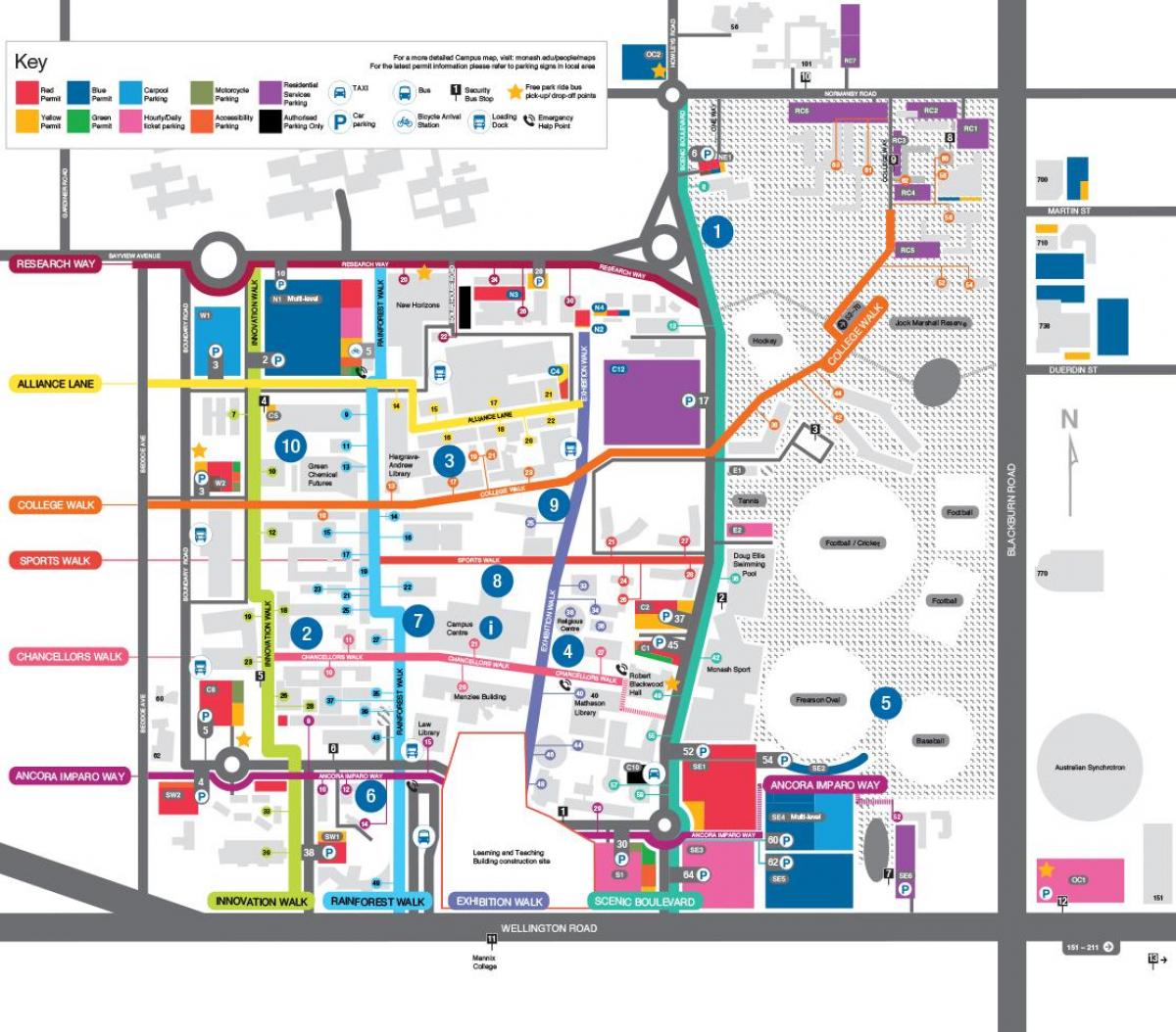 kaart van Monash universiteit