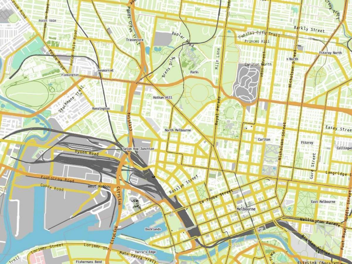 kaart van die Royal Melbourne-hospitaal